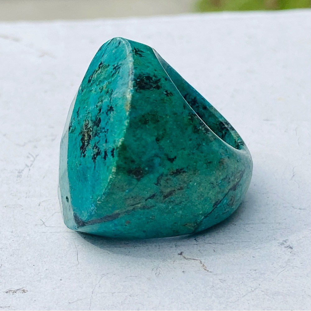 Large Solid Chrysocolla Stone Carved Faceted Wome… - image 2
